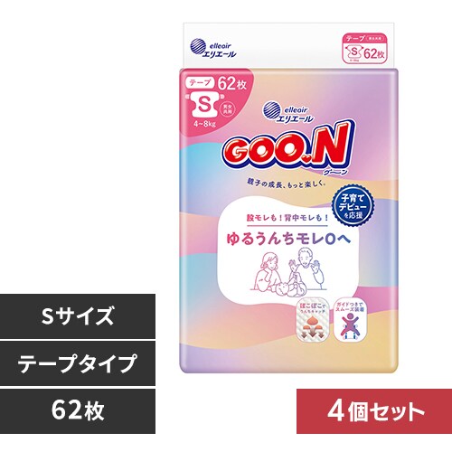 【4個セット】グーン ゆるうんちモレ0へ Sサイズ62枚_0