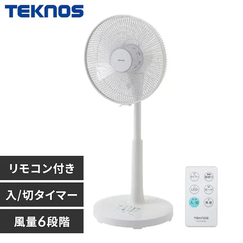 扇風機 DCモーターリモコン付 静音 首振り TEKNOS KI-360DC(W) ホワイト_0