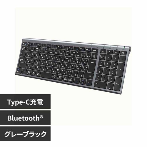 iClever Bluetooth�L�[�{�[�h BK22 �iType-C�j �O���[�u���b�N_0