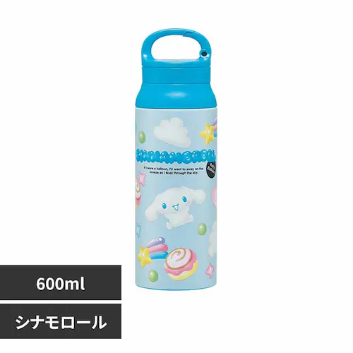 水筒 Skater 600ml カラビナハンドル キャラクター 真空ステンレスボトル 保温 保冷 STBC6 サンリオシナモロールぷっくりバルーン_0
