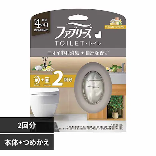 ファブリーズ ファブリーズトイレ用消臭剤 プレミアムシリーズ消臭+自然な香り 本体+つめかえ1個パック シトラス&オレンジブロッサム_0