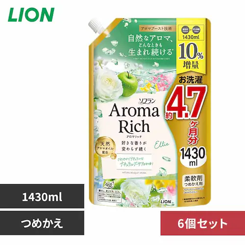 ソフランアロマリッチ【6個セット】ソフランアロマリッチ つめかえ用 1430mL 10%増量品 02290 【プラザセレクト】_0