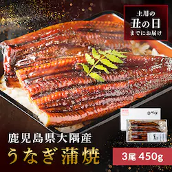 鹿児島県大隅産うなぎ蒲焼3尾450g(150g×3尾) たれ・山椒付【お届けは7/20(月)〜7/24(金) 】【日時指定不可】【代引不可】【同梱不可】【直送】※【予約】7月下旬ごろ発送予定