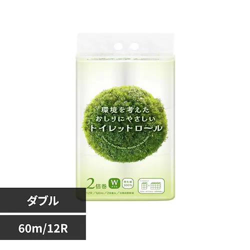 環境を考えたおしりにやさしいトイレットロール 2倍巻き 60mダブル_0