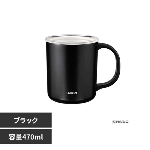 HARIO セラミック 真空二重保温マグ 470ml CMG-470-B ブラック_0