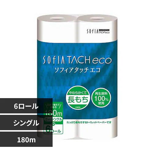 ソフィアタッチエコ ソフィアタッチエコトイレットペーパー 180mシングル6ロール入り_0