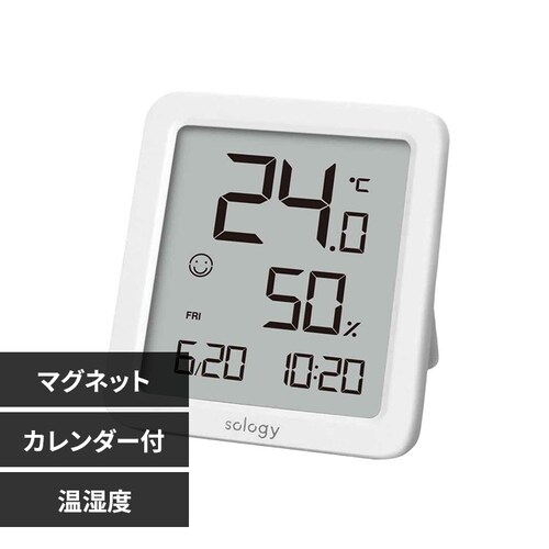 sology デジタル温湿度計(カレンダー機能付) THY0101WH_0