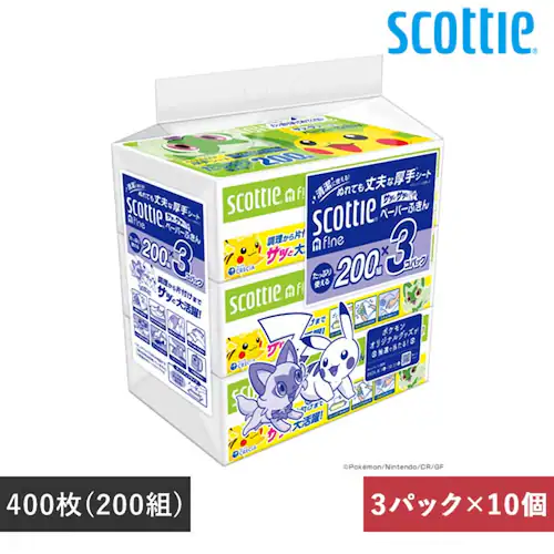 【10個セット】スコッティ ファイン ペーパーふきんサッとサッと 3コパック ポケモン_0