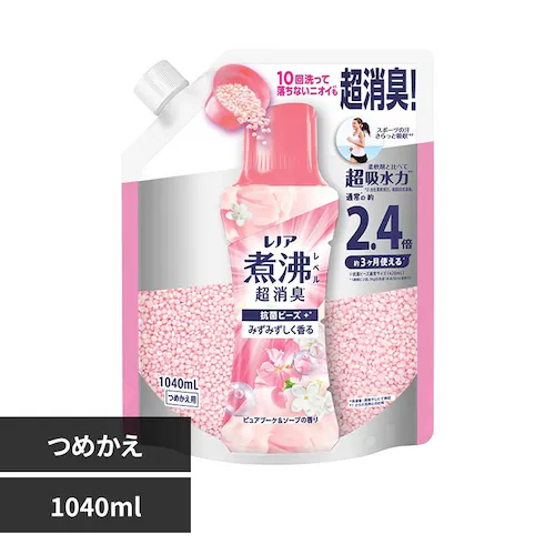 レノア レノア煮沸レベル消臭抗菌ビーズ ピュアブーケ&ソープの香り つめかえ用特大_0