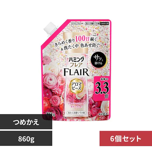 【6個セット】花王 ハミングフレア アロマビーズ 詰め替え 860g フローラルスウィート_0