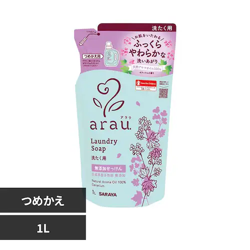 サラヤ アラウ. 洗たくせっけん 詰替用 1L ゼラニウム_0
