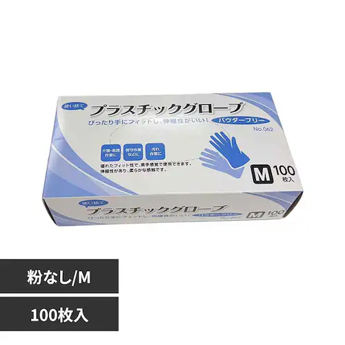 CBC プラスチックグローブ PVC手袋 パウダーフリー 100枚入 No.062 Mサイズ_0