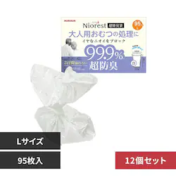 【12個セット】ニオレスト 超防臭袋 大人用おむつの処理に Lサイズ 95枚