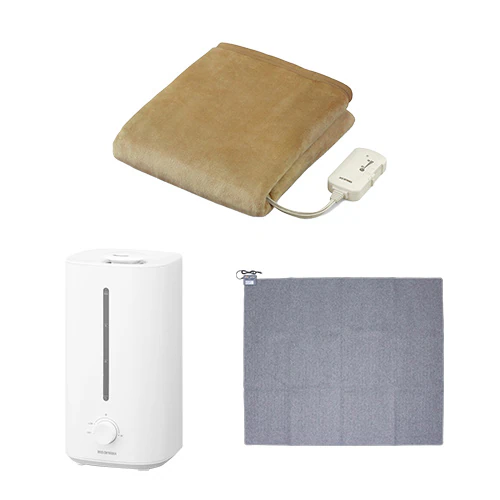 【冬物セット】電気毛布 敷き80×140p ライトブラウン / 加湿器 超音波式 4L ホワイト / ホットカーペット 3畳 195×235p_0