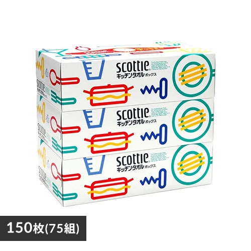 ＜アイリスプラザ＞ 日本製紙クレシア株式会社 スコッティキッチンタオルボックス3箱パック 【プラザマーケット】画像