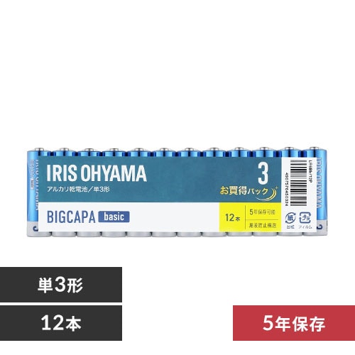 メール便】 【12本パック】 アルカリ乾電池 単3形 BIGCAPA basic LR6Bb