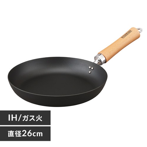 ＜アイリスプラザ＞ 鉄フライパン 肉厚タイプ 26cm SCP-T26 ブラック画像