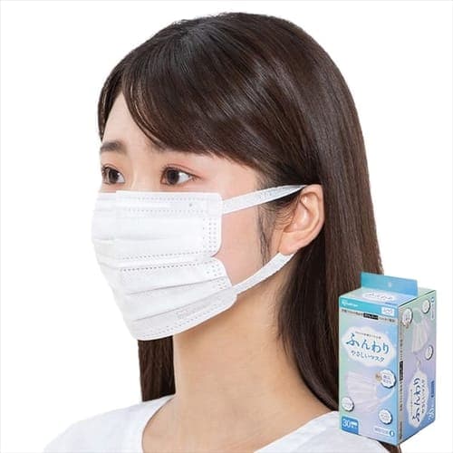 【全2サイズ】ふんわりやさしいマスク 30枚入 PK-FY30L（ふつう・小さめ）
