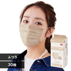 �y�󂠂�z�J���[�}�X�N �ӂ��T�C�Y 30���� DAILY FIT MASK �y�[���x�[�W��