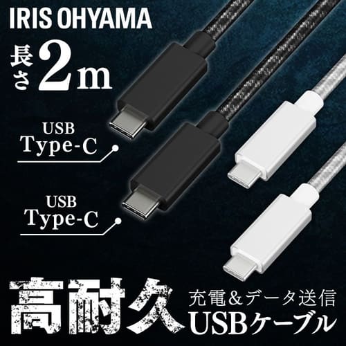 【メール便】高耐久USB-C to USB-Cケーブル 2m ICCC-C20-S シルバー