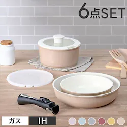 �y�󂠂�z�yIH�Ή��zKITCHEN CHEF �Z���~�b�N�J���[�p�� 6�_�Z�b�g CC-SE6N �u���[���y�\��z10�����{���딭���\��