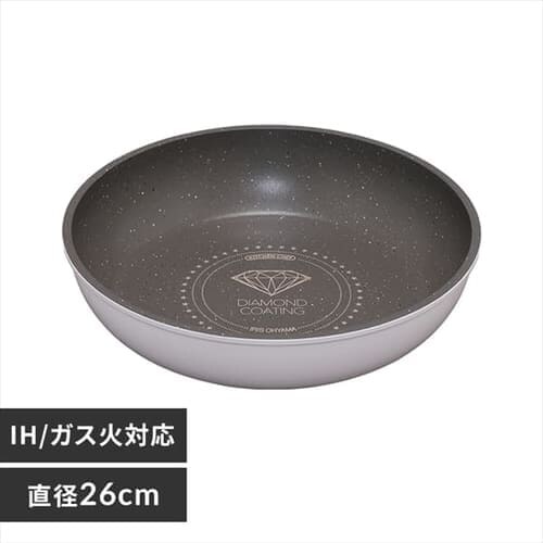 【訳あり】【IH対応】ダイヤモンドコートパン フライパン 26cm ホワイト&マーブル ISN-F26_0