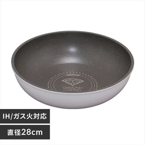 フライパン 炒めなべ 28cm IH/ガス火対応 ダイヤモンドコートパン ISN-W28 ホワイト&マーブル_0