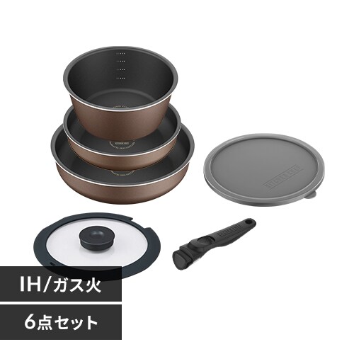 12%OFF】フライパン 6点セット IH/ガス火対応 ダイヤモンドコートパンD 