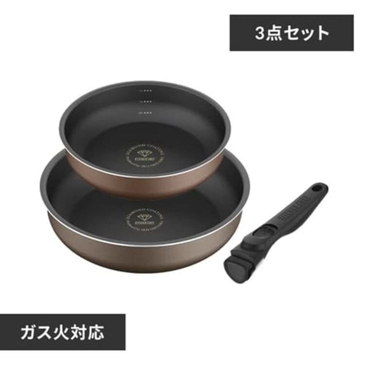 フライパン 26cm ガス火専用 取っ手一体型 ダイヤモンドコートパン DCF-G26 パールグレー14