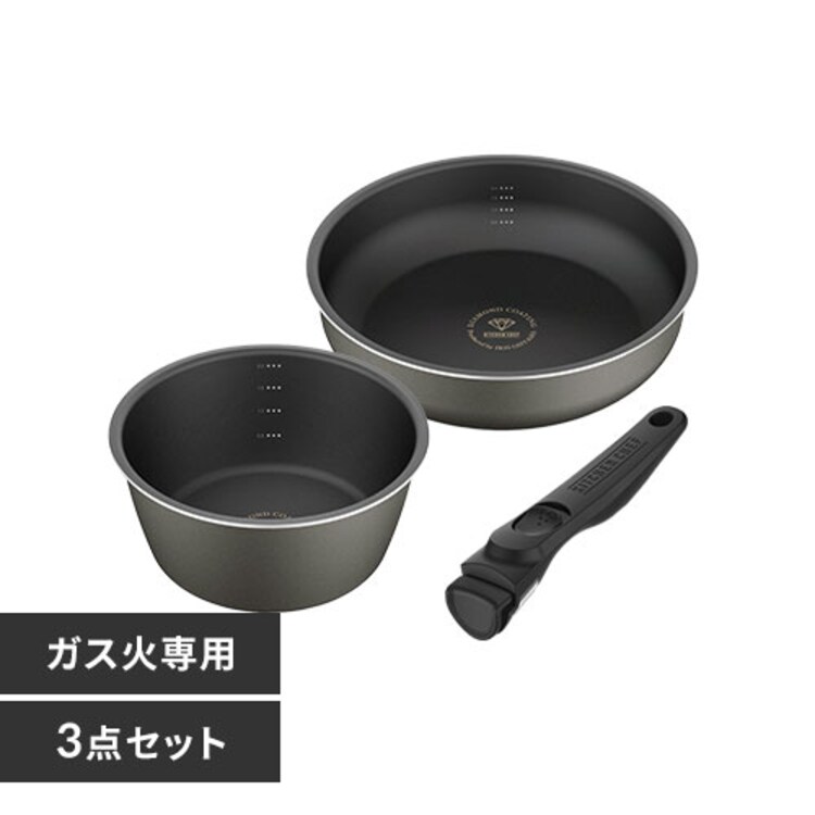 フライパン 26cm ガス火専用 取っ手一体型 ダイヤモンドコートパン DCF-G26 パールグレー15