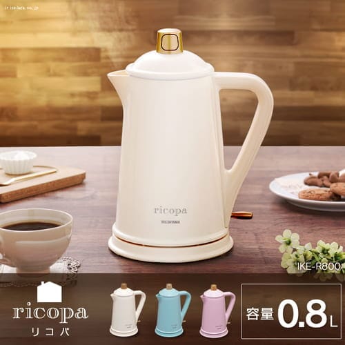 ricopa 電気ケトル IKE-R800-PA アッシュピンク H568683 │アイリス