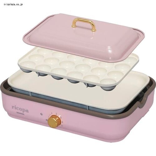 【訳あり】ricopa ミニホットプレート MHP-R102-AP アッシュピンク_0