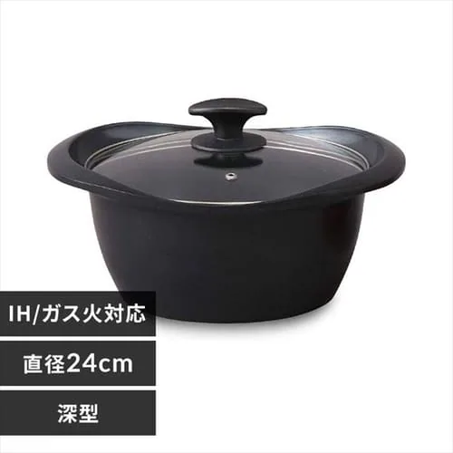 【訳あり】【2023年秋アイリス祭下げ】マルチクッキング鍋 24cm深型 MC-R24D ブラック_0