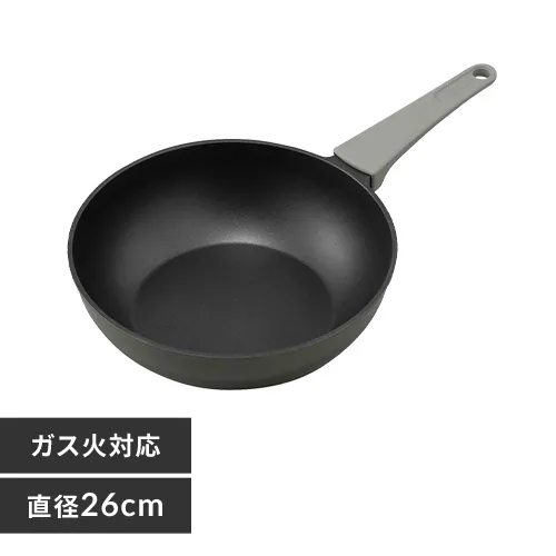 フライパン 炒めなべ 26cm ガス火専用 取っ手一体型 ダイヤモンドコートパン DCP-G26 パールグレー_0