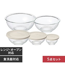耐熱ガラスボウル 5点セット TGB-5S グレー H574561 │アイリスプラザ 