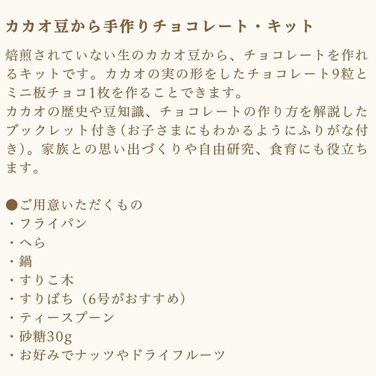 カカオ豆から手作りチョコレートキット
