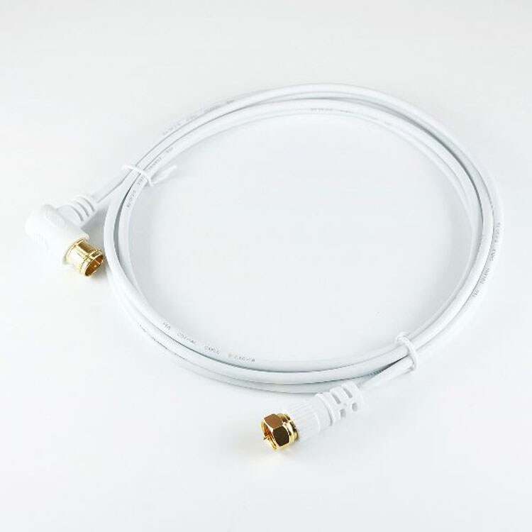 4K8K対応地デジBSflコード同軸ケーブルテレビ接続ケーブルS-2.5C-FB極細アンテナケーブル1mL字差込式／ネジ式コネクタ白ホーリック 