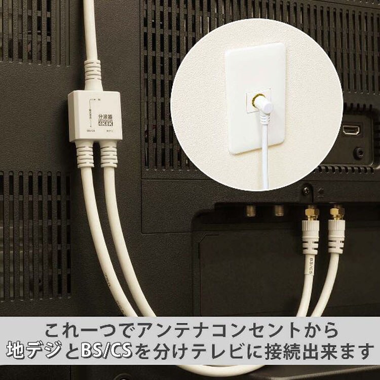 4K8K対応地デジBSCSテレビ金メッキテレビ接続分波器ケーブル一体型分波器アンテナ分波器ケーブル一体型1.5m/20cmネジ式コネクタホーリック