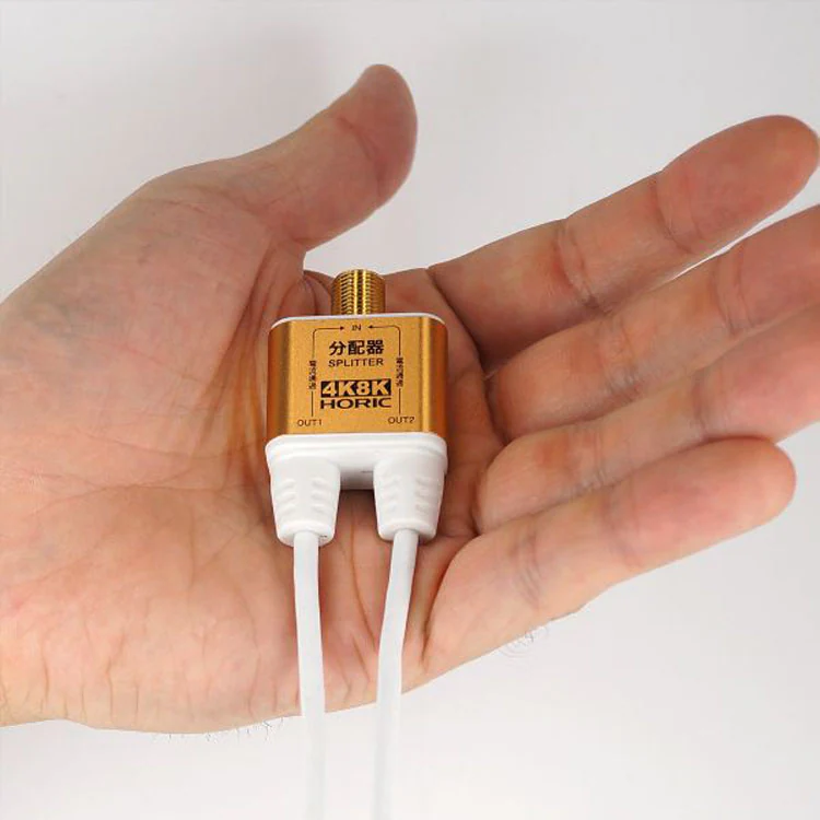 4K8K対応分配器地デジBSCSテレビテレビ接続分配器ケーブル一体型分配器アンテナ分配器極細ケーブル一体型1mネジ式コネクタホーリック
