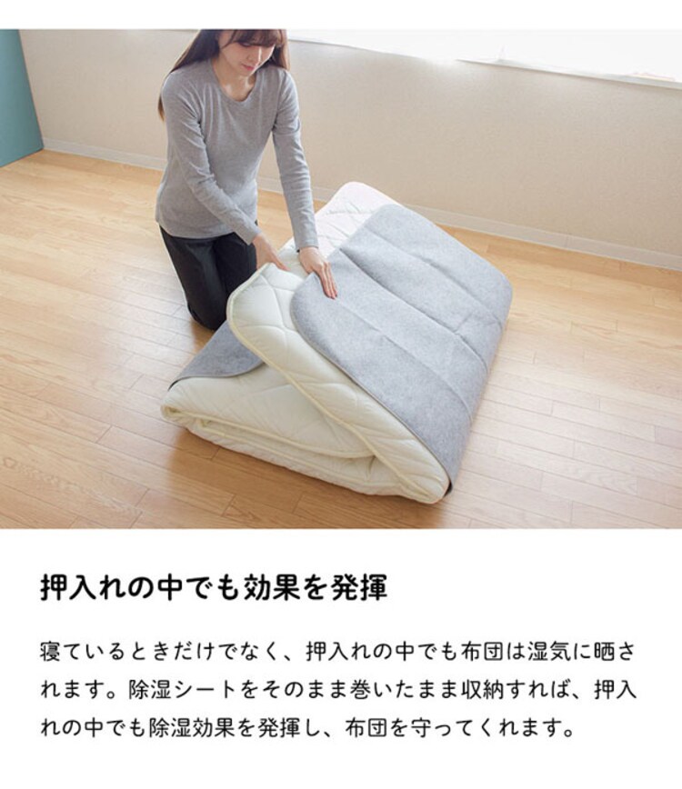 備長炭入り 洗える除湿シート セミシングル グレー