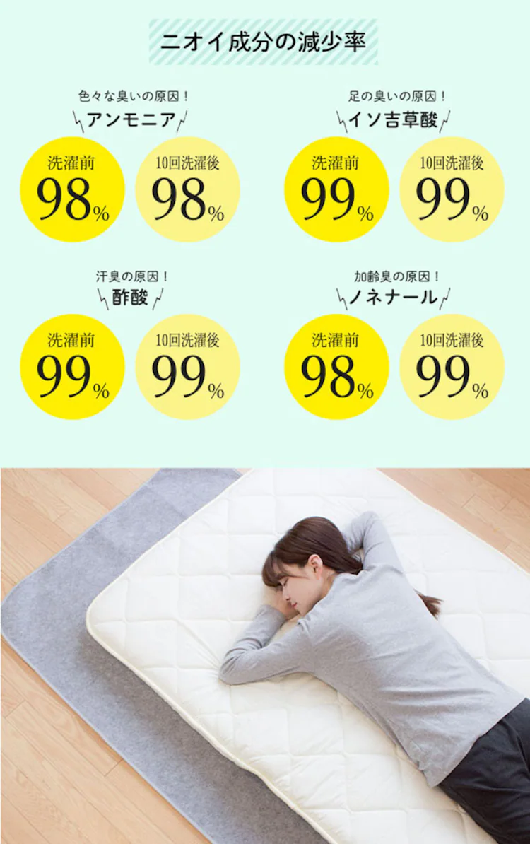 備長炭入り 洗える除湿シート シングル グレー