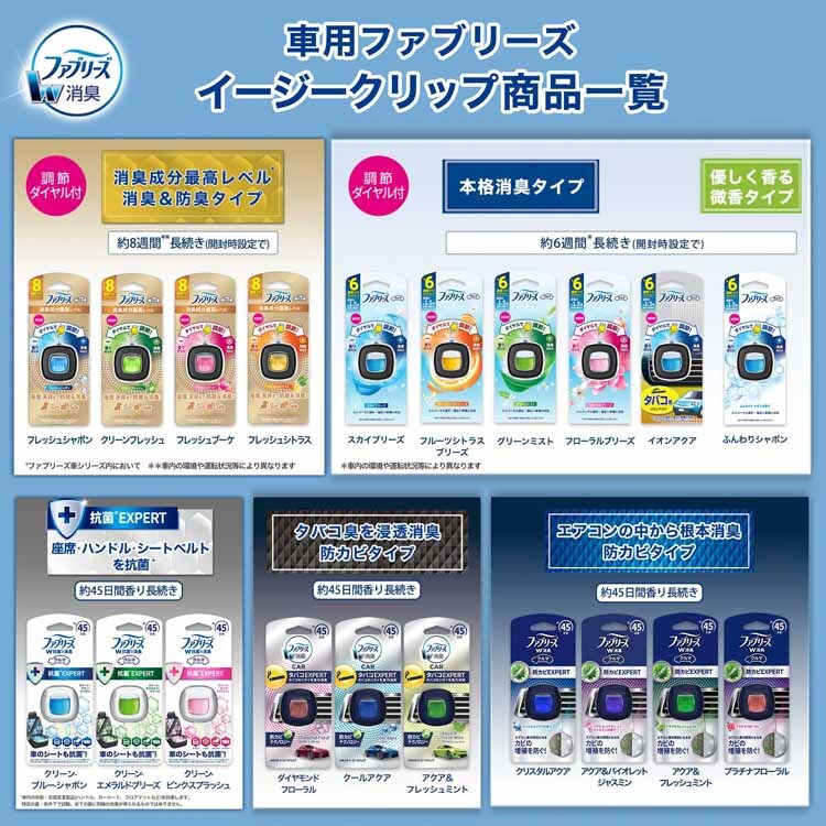 P&G ファブリーズ 車用 イージークリップ 2.4ml 4個パック 全2種類【プラザセレクト】