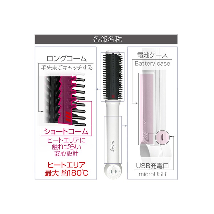 Kashimura 国内・海外兼用 コードレス ヘアアイロン カールブラシ 耐熱ポーチ付き ホワイト TI-182 【プラザセレクト】