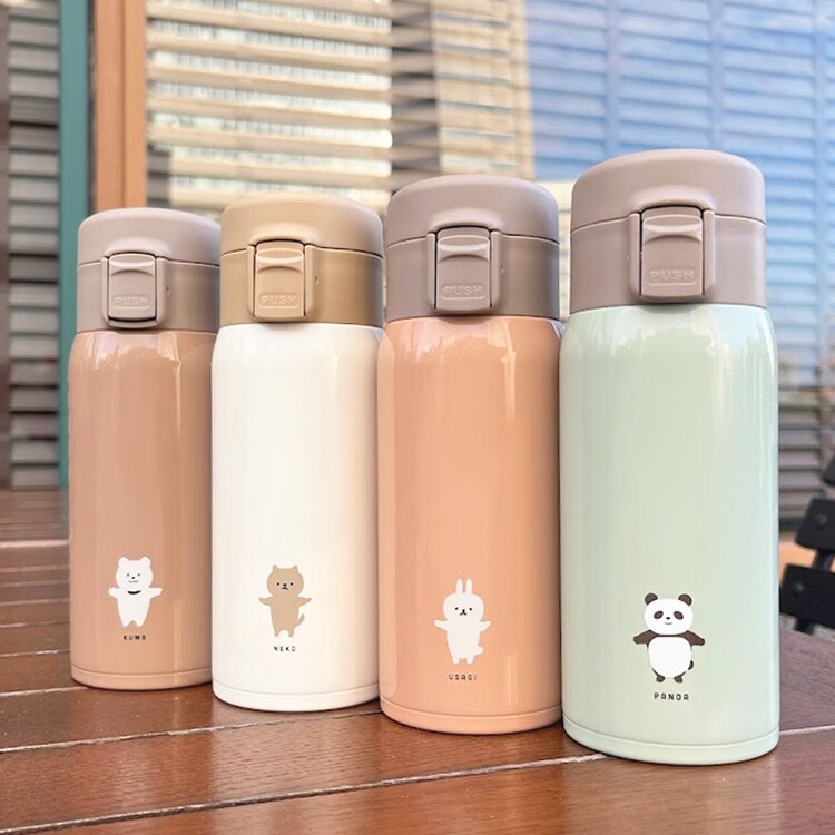 ステンレスボトル保冷ボトル保温ボトルワンプッシュ持ち運び在宅ワークシンプルレディースメンズムームーステンレスワンプッシュボトルサブヒロモリ