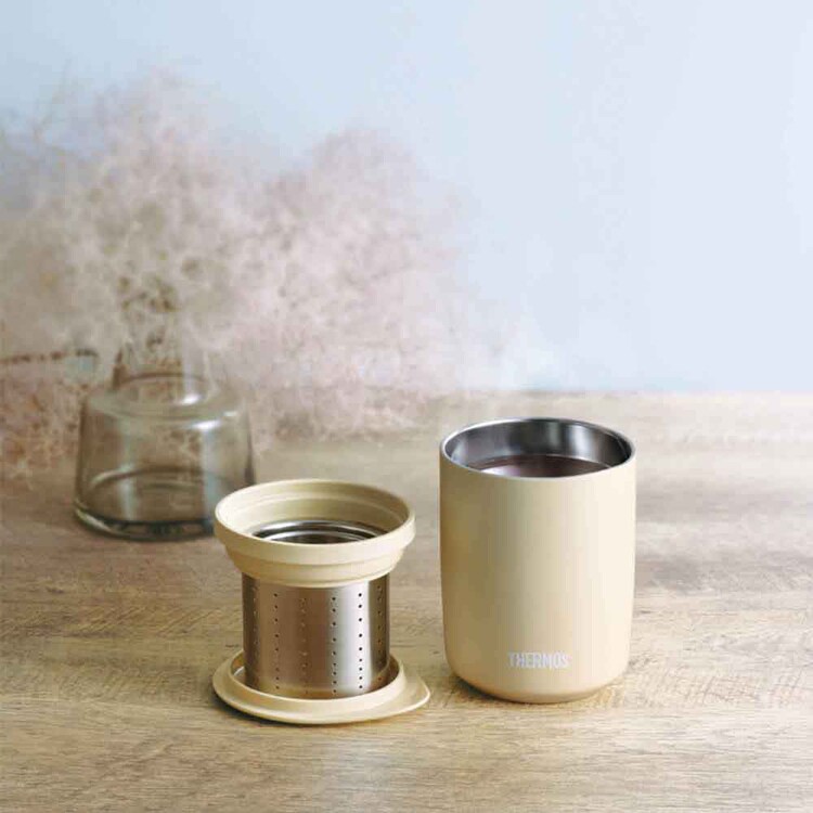 サーモス タンブラー ティストレーナー付 湯呑 食洗器対応 真空断熱ティータンブラー 0.4L JTB-400FI STB 【プラザセレクト】