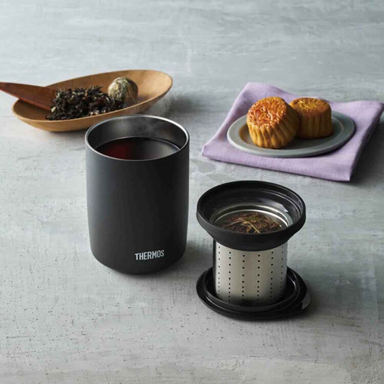 サーモス タンブラー ティストレーナー付 湯呑 食洗器対応 真空断熱ティータンブラー 0.4L JTB-400FI STB 【プラザセレクト】