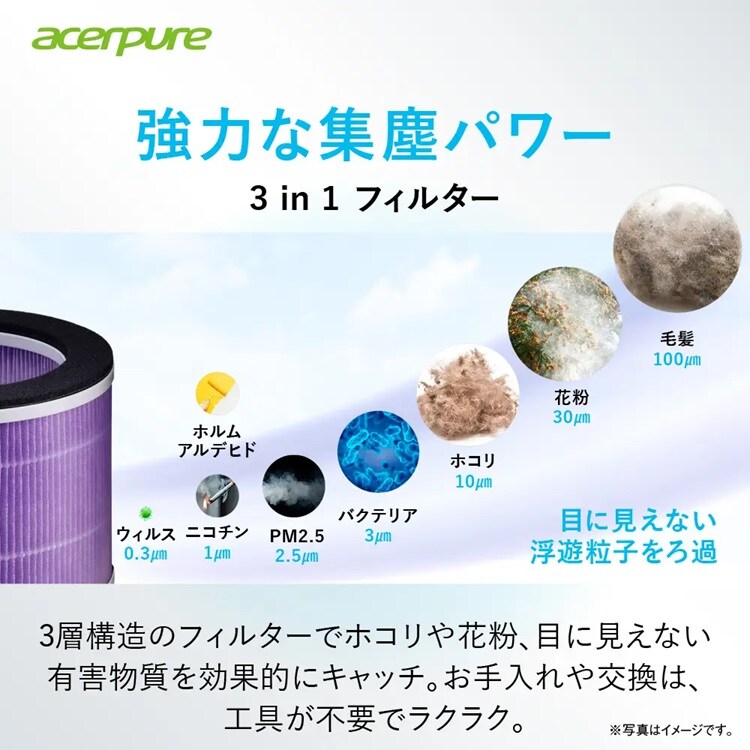 Acerpure 空気清浄機 ヒーター サーキュレーター ナイトライト Acerpure Cool コンパクト マットホワイト AH333-10W 【プラザセレクト】