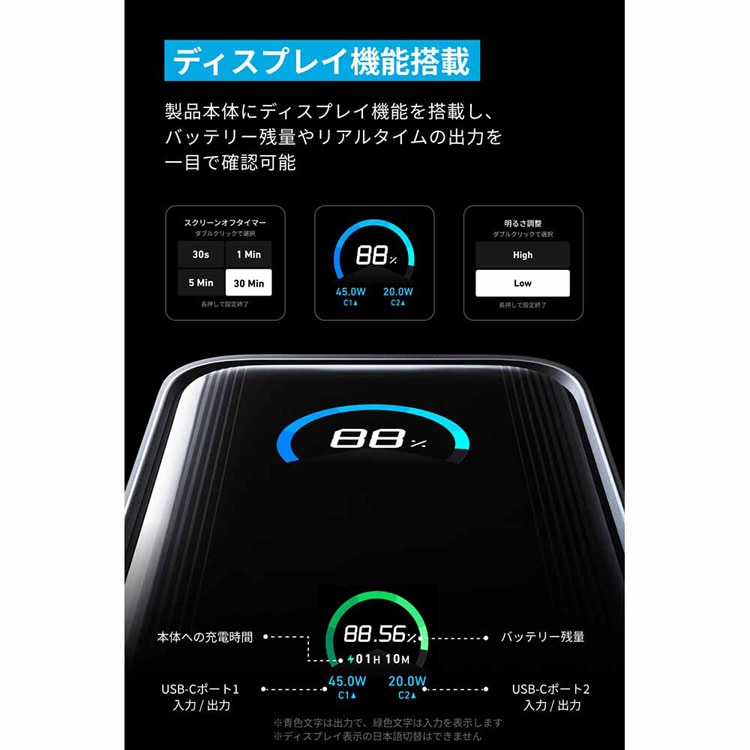 Anker アンカー Prime Power Bank（9600mAh， 65W， Fusion） ブラック