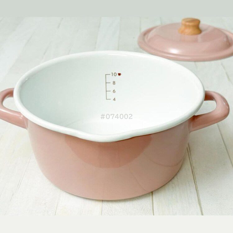 富士ホーロー ホーロー両手鍋 20cm アッシュピンク CTP-20W.AP 【プラザセレクト】