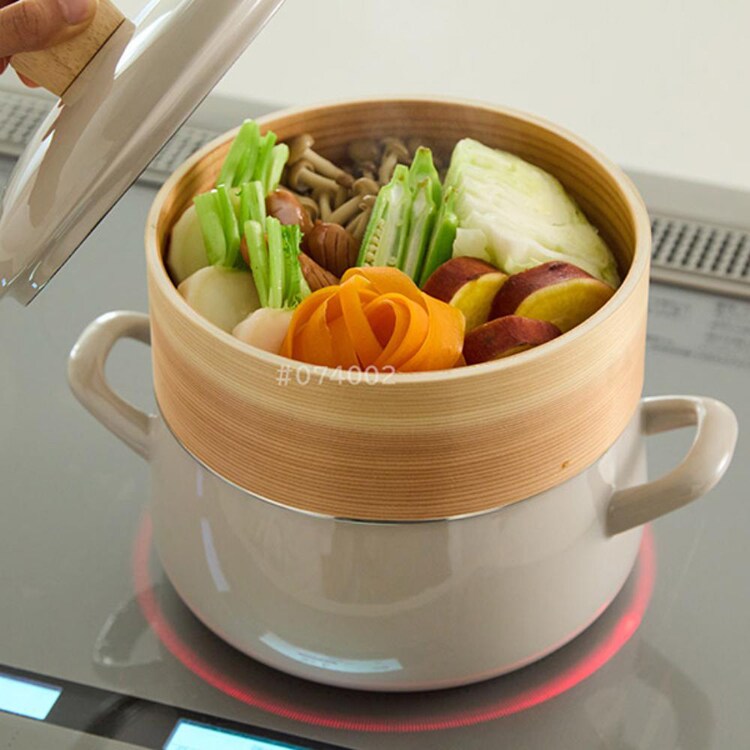富士ホーロー ホーロー鍋 20cm せいろ付き SER-20W 【プラザセレクト】